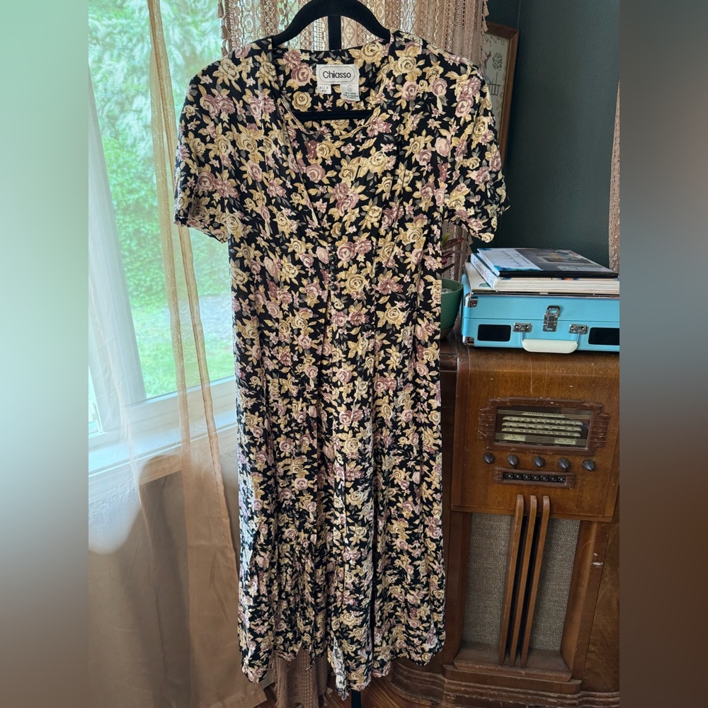 VTG Floral Print V-Neck Dress